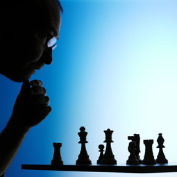 silhouette of a man playing chess