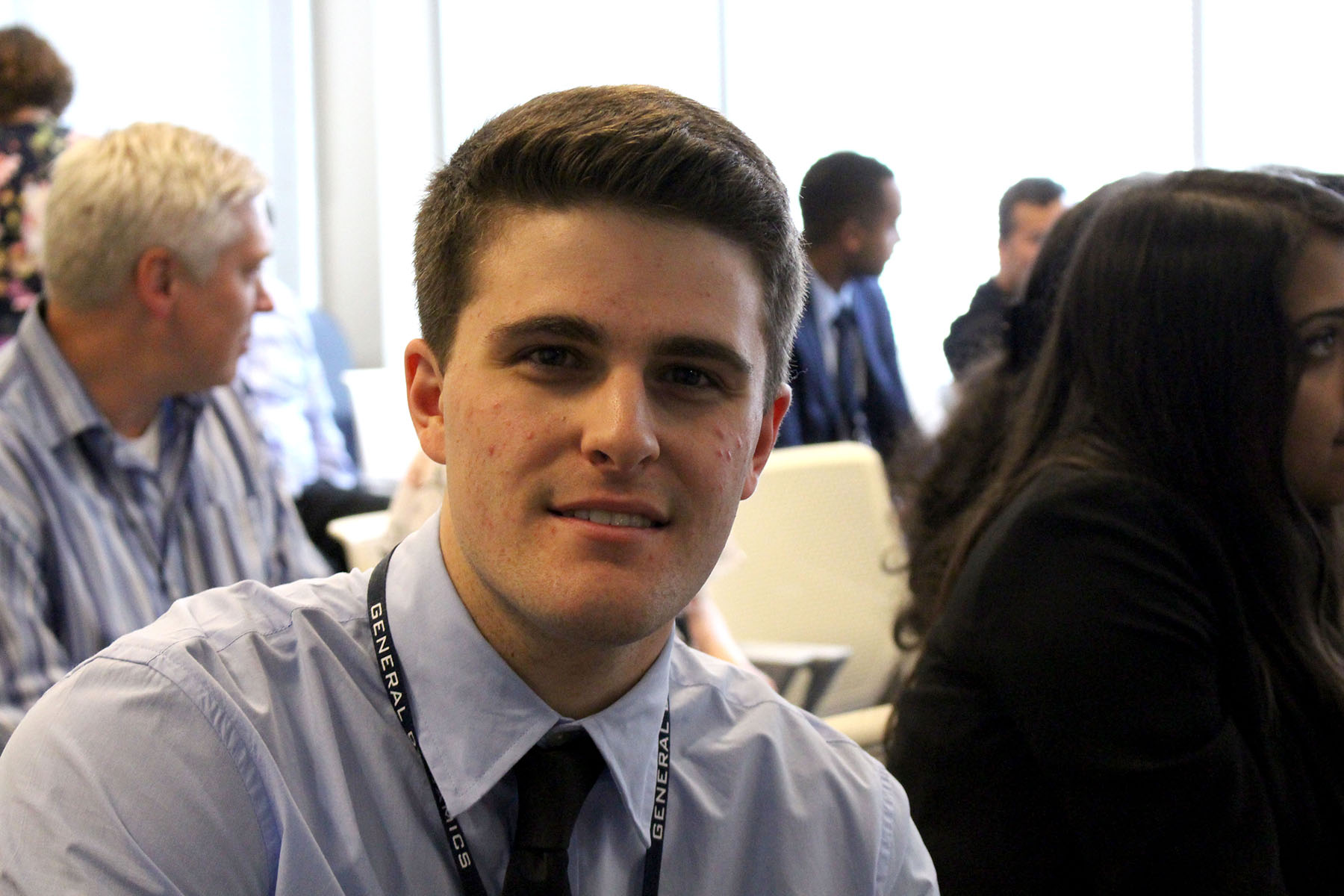 man at a conference